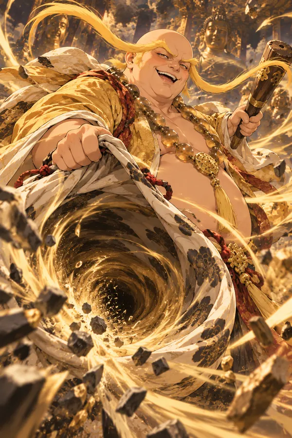 Yellow Brows opening his cymbals