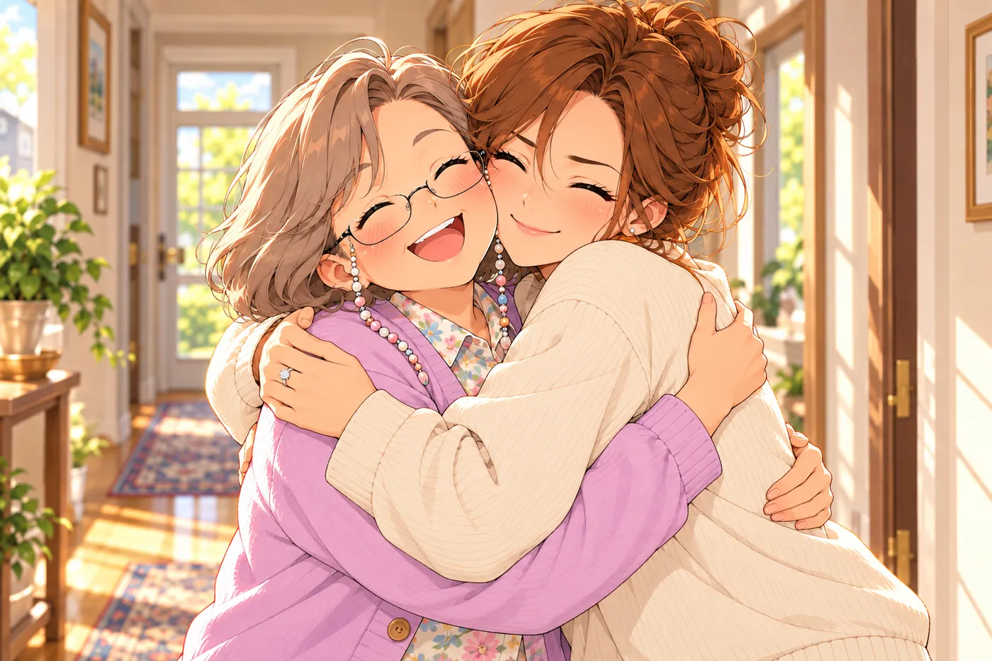 Diane and Natalie hug