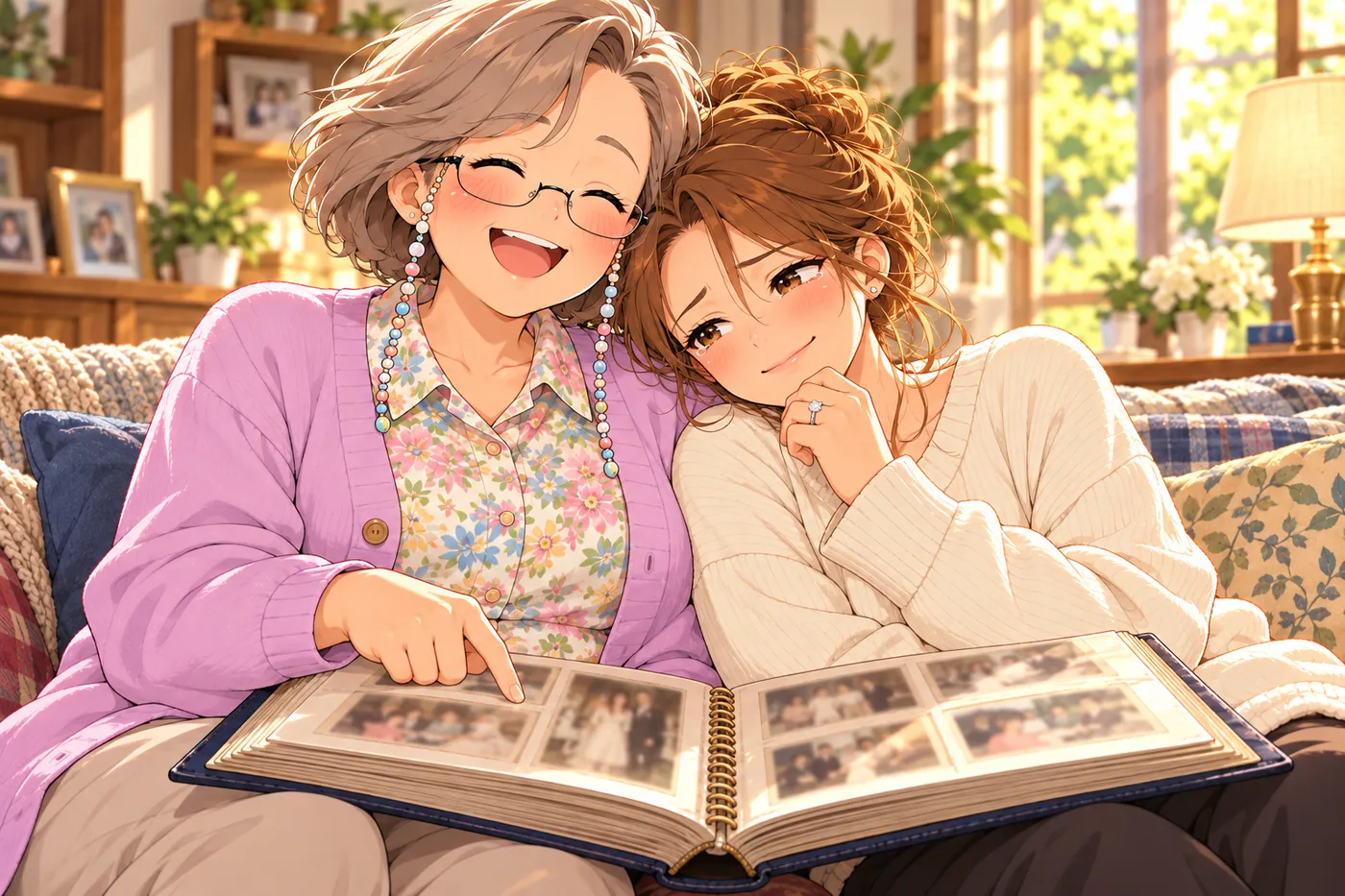 Diane shows Natalie her wedding album