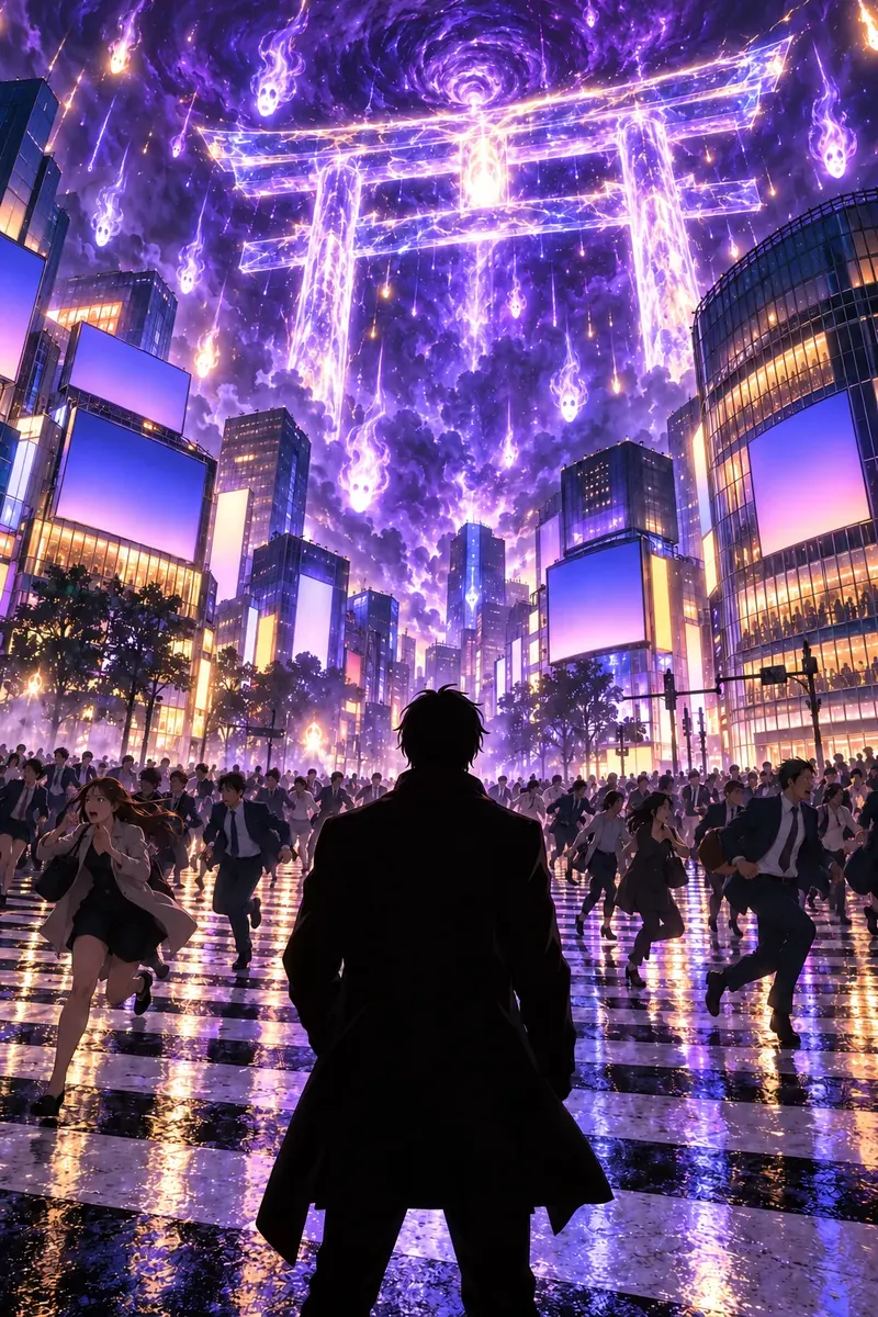 Arriving at the Shibuya crossing on Halloween night, in a crowd of costumes
